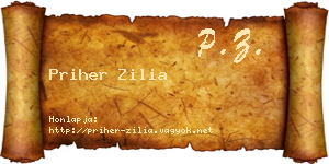 Priher Zilia névjegykártya